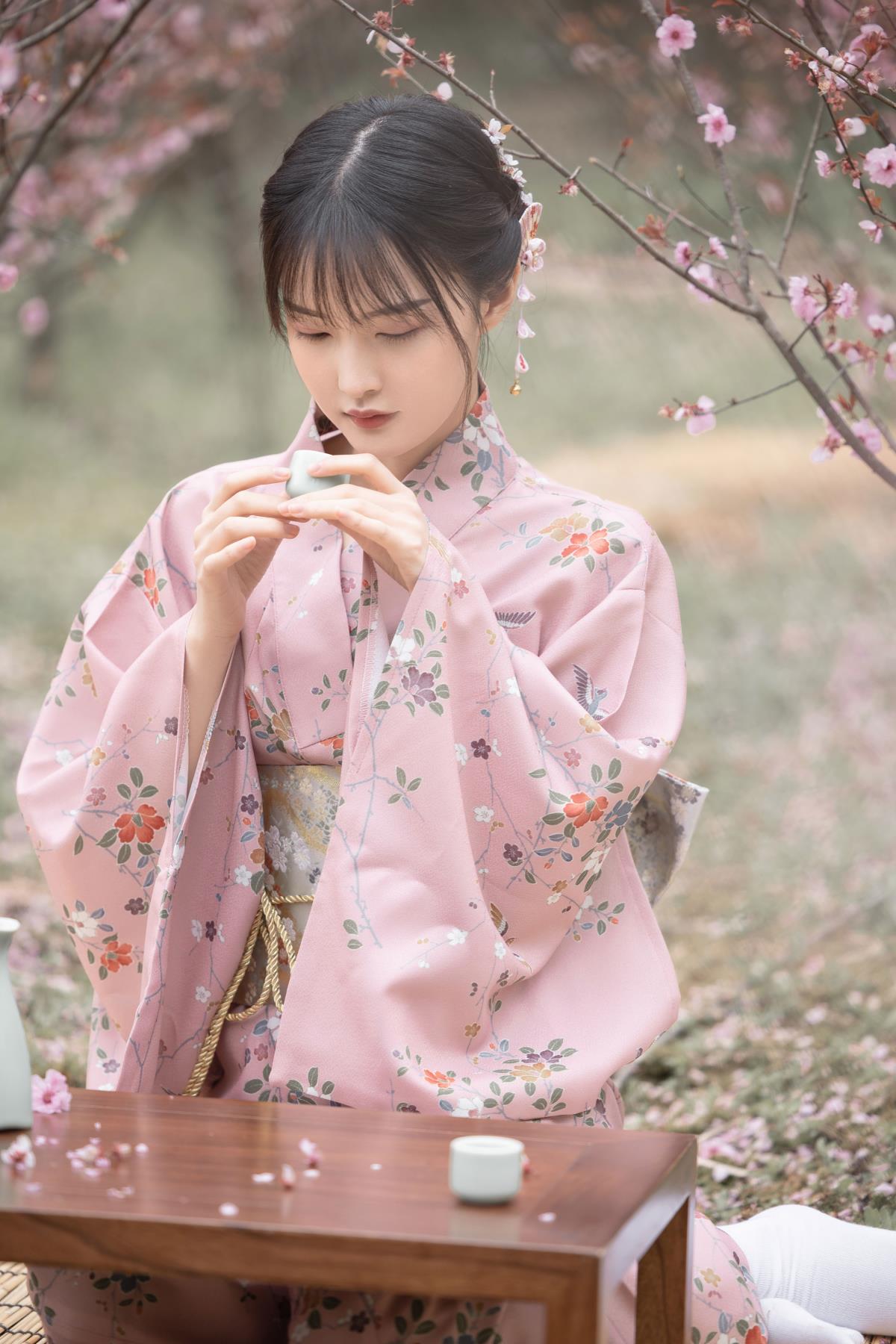 桃花和服 - 摄影：井月 - 模特：一一-艺语图