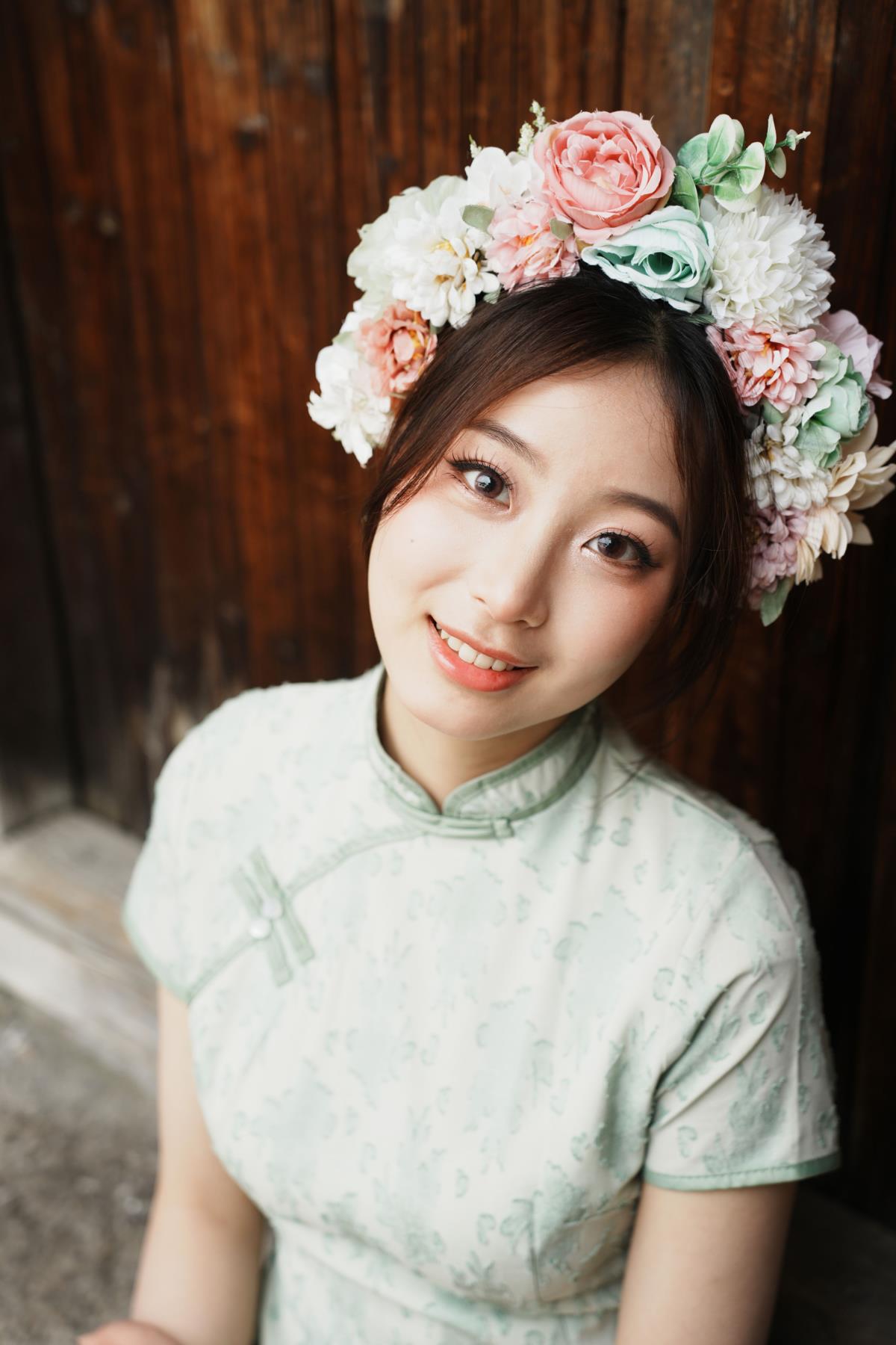 绿色旗袍簪花 - 摄影:摄影师果冻 - 模特:小u-艺语图